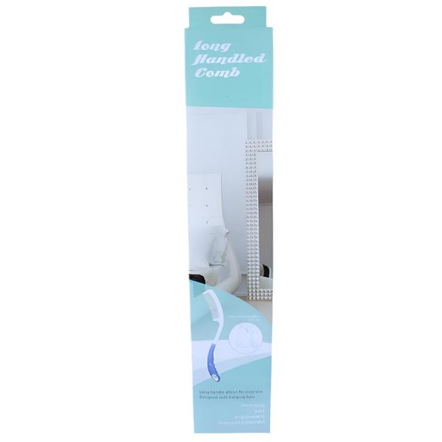 Blue and White Bamboo Comb with Long Handle Custom Logo Wooden Hair Brush for Salon Use