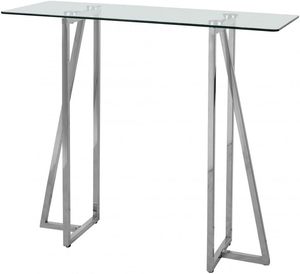 Table console minimaliste moderne en métal, dessus en verre blanc élégant, couleur noire, cadre robuste et écologique pour l'entrée et le couloir. - Product Image 4