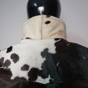Veste de motard en cuir véritable pour homme, motif vachette, col rabattable, fermeture éclair, coupe classique, doublure en fausse fourrure épaisse pour l'hiver - Product Image 3