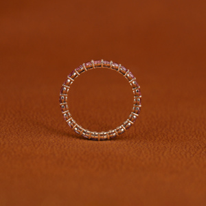 Luxurious 18KT Gold Plated Pink Round Cut Lab Grown Diamond Full Eternity Wedding Band Classic Luxury Wedding Gift for Women - Product Image 4