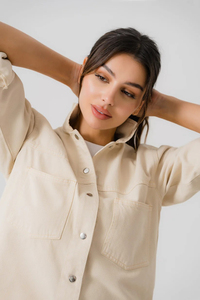 Chaqueta vaquera corta informal para mujer con mangas largas Abrigo de moda ecológico transpirable reversible crudo de invierno - Product Image 2