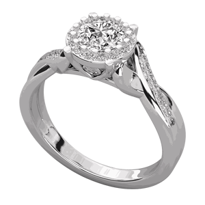 Bague de fiançailles halo à tige torsadée avec diamant rond - Product Image 5