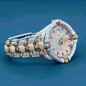 Iced Out Skull <b>Watch</b> <b>Mens</b> Luxury Full Diamond Look Hip Hop <b>Skeleton</b> Bracelet <b>Watch</b> Full Iced Style - Product Image 5