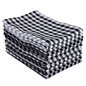 ผ้าขนหนูคอตตอนลายทางสำหรับห้องครัวผ้าคอตตอน100% แห้งเร็วและยั่งยืนสำหรับใช้ในบ้านเทคนิคการทอลายตารางสีฟ้า - Product Image 1