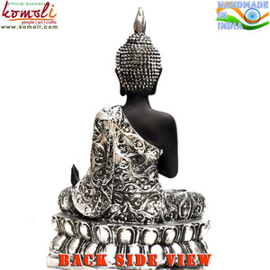 รูปปั้นดอกบัวขายส่งสีดำทอง - Product Image 2