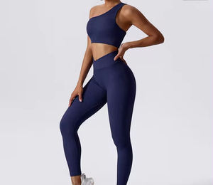 ชุดออกกำลังกายเลคกิ้งเอวสูงสองชิ้นสำหรับฟิตเนสกีฬาโยคะสีล้วนเป็นมิตรต่อสิ่งแวดล้อม - Product Image 3