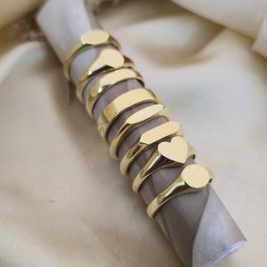 Bagues simples plaquées or 14 carats, bijoux élégants et minimalistes pour un usage quotidien, mariage, fiançailles, anniversaire, cadeau pour homme et femme, élégant - Product Image 4