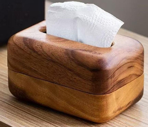 Boîte à mouchoirs rectangulaire en bois classique, simple, faite à la main, SANIYA HANDICRAFT, design écologique, parfaite pour un usage quotidien à la maison - Product Image 1