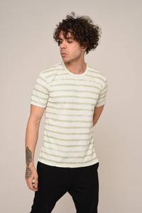 เสื้อยืดผู้ชายผ้าคอตตอนทันสมัยเสื้อถักแขนสั้นพิมพ์ลายขวางสำหรับชุดฟิตเนสฤดูร้อน - Product Image 2