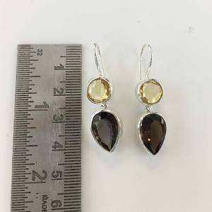 Wholesale Popular Design Sterling <b>Silver</b> <b>Huggie</b> <b>Earrings</b> with Smokey Citrine Pear Gemstone Cut Diamond for Weddings and Parties - Product Image 3