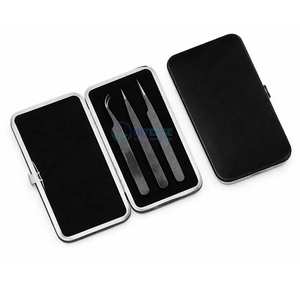 Rainbow Color Stainless Steel <b>Eyelash</b> <b>Tweezers</b> Set with PU Leather Case Professional Lash Extension Tool OEM ODM - Product Image 6