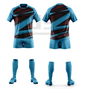 Tenue de sport pour équipe de rugby, maillot personnalisé imprimé, short respirant, séchage rapide, coupe-vent, 100% polyester, pour équipes compétitives - Product Image 2
