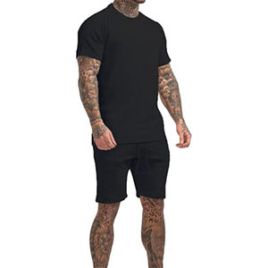 Conjunto de chándal de algodón 100% de alta calidad con logotipo personalizado, conjunto de 2 piezas con estampado de tallas grandes y ropa de verano holgada - Product Image 4