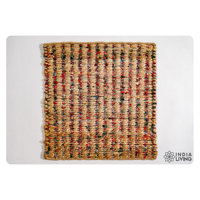 Tapis en jute tissé à la main écologique, en peluche, multicolore naturel, avec fil PET, antidérapant et lavable pour la maison moderne, la chambre et le salon