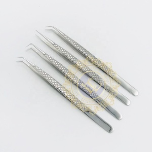 Pince à cils professionnelle de qualité supérieure faite à la main diamant poignée argent finition en acier inoxydable pointu personnalisable privé - Product Image 6