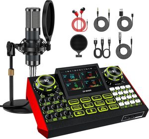 Paquete de Micrófono para Podcast con Tarjeta de Sonido en Vivo, Interfaz de Audio, Mezclador de Audio de Escritorio y Consola de Sonido para Cantar y Transmitir en Vivo - Product Image 2