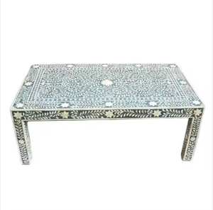 Mesa central de resina con incrustaciones de hueso asiático antiguo para sala de estar consola de mesa de té elegante india de gama alta a precio de fábrica al por mayor - Product Image 3