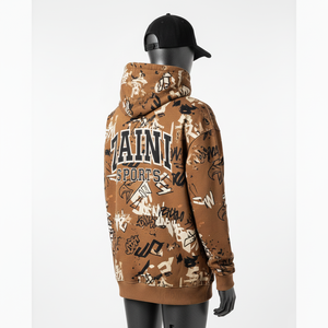 Sweat à capuche pour femme, lourd, 320 GSM, polaire brossé, marron, impression par sublimation graphique, impression sérigraphique, logo, sweat à capuche basique pour femme - Product Image 5