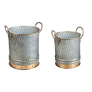 Vase à fleurs galvanisé vintage, grand pot de fleurs pour jardin, nouvel état, centre commercial, vase à usage régulier - Product Image 4