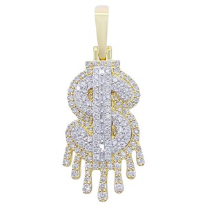 Personnalisé VVS Moissanite Diamant Plaqué Or 925 Argent Sterling Glacé Hip Hop Goutte À Goutte Dollar Pendentif Bijoux De Luxe Grossiste - Product Image 1