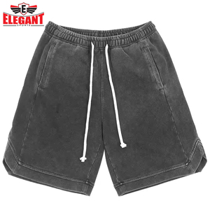 Diseño de logotipo personalizado Tela de algodón Traje de verano de dos piezas Pantalones cortos y camisa de lavado ácido Conjunto para hombres Ropa de deportes elegantes - Product Image 5