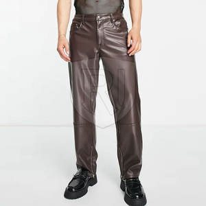 Pantalones de cuero con logotipo personalizado para hombre, diseño único, ligero, recto, patrón, cintura media, estilo informal, precio al por mayor - Product Image 3