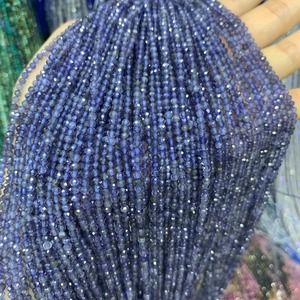 Iolite ronde naturelle à facettes 3mm 4mm perles en vrac perles de pierre véritable petit brin complet 15.5 pouces - Product Image 2