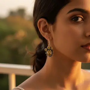 Pendientes de Plata 925 con Citrino en Forma de Gota para Mujer - Product Image 2