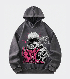 Up-Felt-Impex Vente en gros Sweat à capuche rétro délavé à imprimé portrait pour hommes - Product Image 1