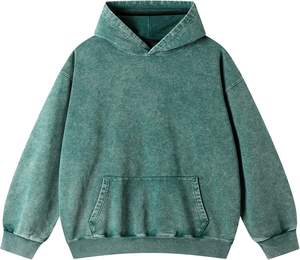 Sudadera con capucha de gran tamaño lavada con ácido 100% algodón informal de invierno personalizada de 500g/m2, Jersey vintage con logotipo frontal de talla grande y peso pesado desteñido - Product Image 1