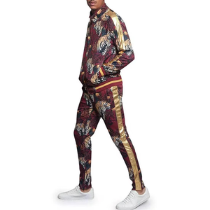 Conjunto de chándal con estampado de tigre para hombre, chaqueta con cremallera de dos piezas con logotipo personalizado y pantalones para correr, ropa deportiva de moda para gimnasio, venta al por mayor - Product Image 5