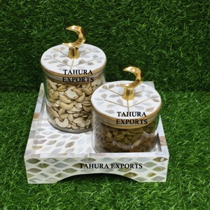Nuevo Recipiente de Almacenamiento de Frutos Secos 2026, Tarro y Bandeja de Nácar, Decoración de Mesa, Recipiente Transparente Personalizado Hecho a Mano - Product Image 1