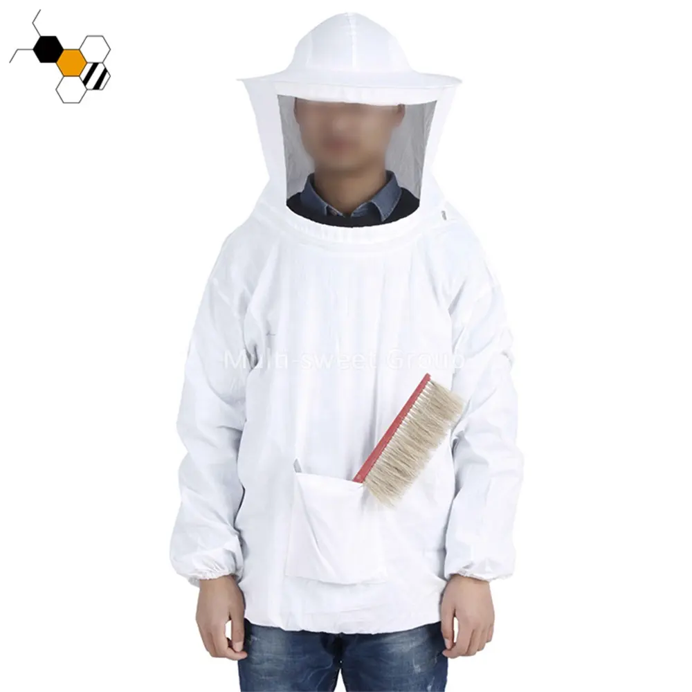 Jaket penjaga lebah, perlengkapan lebah, jaket pelindung lebah, kerudung bulat