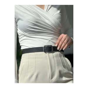 Square Buckle Women's Belt, Trouser Belt, <b>Jacket</b> Belt, Dress Belt - Black-<b>Silver</b> - Product Image 3