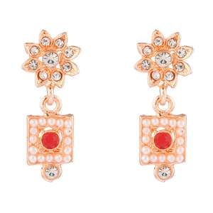 Indian Weddings <b>Jewellery</b> Faux Pearl Bridal Crystal Choker Necklace Dangle Earrings With Maang <b>Tikka</b> <b>Jewellery</b> Set, Red - Product Image 6