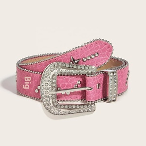 Cinturón de Cuero Estilo Punk Moderno 2026 para Jóvenes, Cinturón Casual con Hebilla de Diamantes de Imitación Personalizada y Material de Aleación, Venta al Por Mayor - Product Image 3