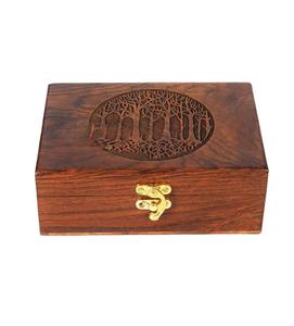 Urne en bois de palissandre faite à la main arbre de vie gravure boîte à bijoux sculptée à la main pour femmes-hommes bijou | Accents de décoration intérieure - Product Image 1