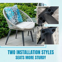 Chaise de bistrot d'extérieur moderne et durable en rotin tressé, imperméable, pour balcon, patio, salle à manger, salon, parc - Collection Leisure Life