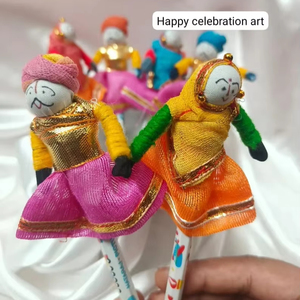 Marioneta niños lápiz muñecas indias marioneta de madera espectáculo juguete lápiz conjunto niños regalo Rajasthani Touch lápices compañero de clase regalo - Product Image 2