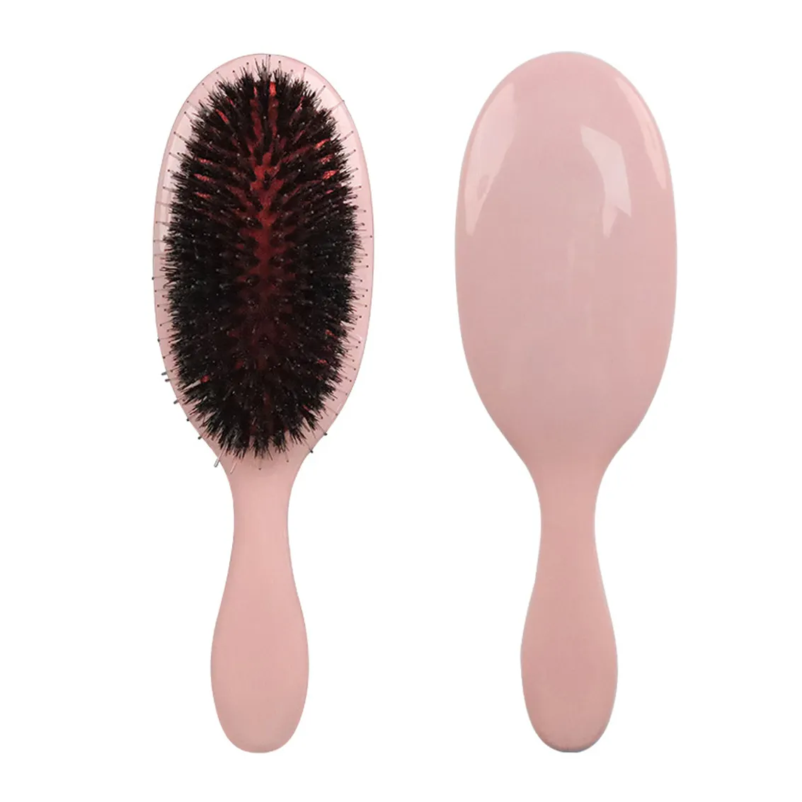 Anti-statik plastik saplı kompakt naylon kıllar yuvarlak islak detangling saç fırçası kadınlar erkekler için popüler Hairbrush