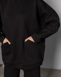 Conjunto de Sudadera con Capucha y Pantalones Deportivos, Chándal Holgado Verde Oliva, Chándal Holgado de Felpa, Conjunto de Ropa Informal de Algodón para Mujer - Product Image 2