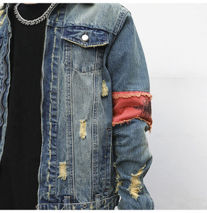 Veste en jean pour homme de qualité supérieure, style décontracté d'hiver, sur mesure, avec fermeture boutonnée, effet déchiré, 100% coton - Product Image 4