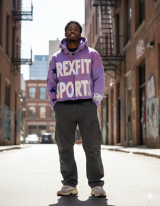 Rexfit Sports Mens Zip Front <b>Hoodie</b> with Distressed Embroidery Best <b>Soft</b> Fleece Hooded Sweatshirt Casual Winter Streetwear - Product Image 4