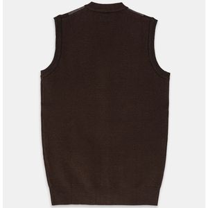 Suéter personalizable de 100% algodón asequible sin mangas con botones delanteros para hombres de alta calidad disponible marrón beige para invierno - Product Image 4