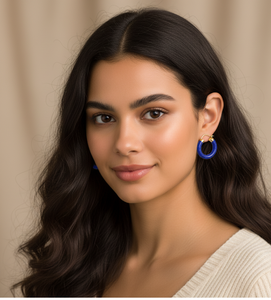 Pendientes de aro de lapislázuli al por mayor, diseño Adele, joyería de piedra natural de plata esterlina - Product Image 4