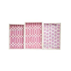 ชุดถาดขนม3ขนาดถาดเสิร์ฟอาหารทรงสี่เหลี่ยมผืนผ้าทำมือ - Product Image 1