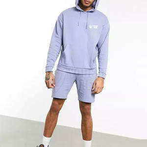 Ensemble de shorts à capuche pour hommes de qualité supérieure imprimé décontracté été vêtements de course en plein air grande taille teint uni - Product Image 1