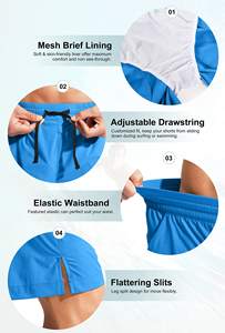 Short de bain d'été léger en polyester pour homme Séchage rapide Respirant Gym Athletic Compression Logo personnalisé Toile sublimée - Product Image 6