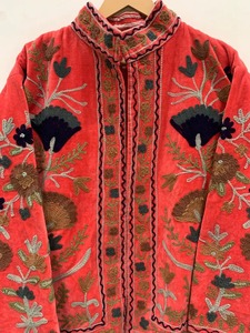 Suzani brodé court velours veste indien court doux manteau vêtements d'hiver veste manteau Floral femmes manteau - Product Image 5