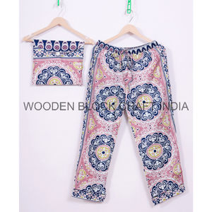 Women's 100% Cotton Paisley Digital Printed V-neck Loungewear Sets Two-Piece <b>Button</b>-Top Pajama Pant Plus Size for Winter Summer - Product Image 3